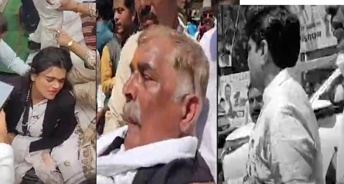 You are currently viewing भोपाल में विधानसभा घेराव के दौरान कांग्रेस का मंच टूटा: नेताओं में अफरा-तफरी, कई नेता घायल; मंच हादसे के बावजूद नहीं झुके कार्यकर्ता, विधानसभा कूच जारी