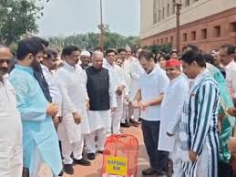 You are currently viewing सिर्फ 20 मिनट चली लोकसभा की कार्यवाही, अब 28 जुलाई तक स्थगन: गांधी प्रतिमा से मकर द्वार तक राहुल-खड़गे ने SIR को लेकर पैदल मार्च निकाला, सभी नेताओं ने “SIR” लिखे हुए पोस्टर फाड़े!