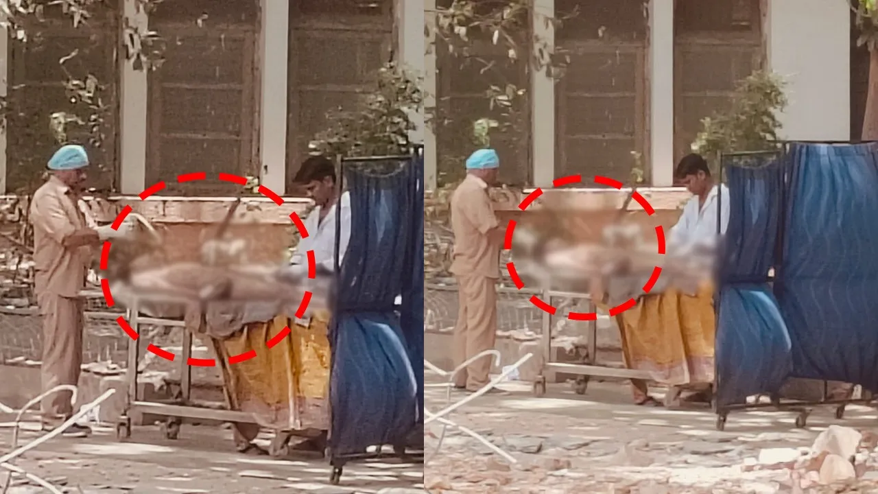 भोपाल के हमीदिया अस्पताल में शर्मनाक तस्वीर, मर्चुरी के बाहर खुले में ही कर दिया शव का चीर-फाड़, बेबस परिजन देखते रह गए