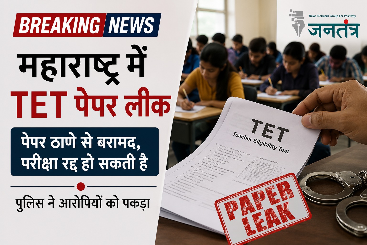 You are currently viewing महाराष्ट्र TET परीक्षा से पहले बड़ा पेपर लीक कांड: ठाणे से प्रश्नपत्र बरामद, परीक्षा स्थगित होने की संभावना